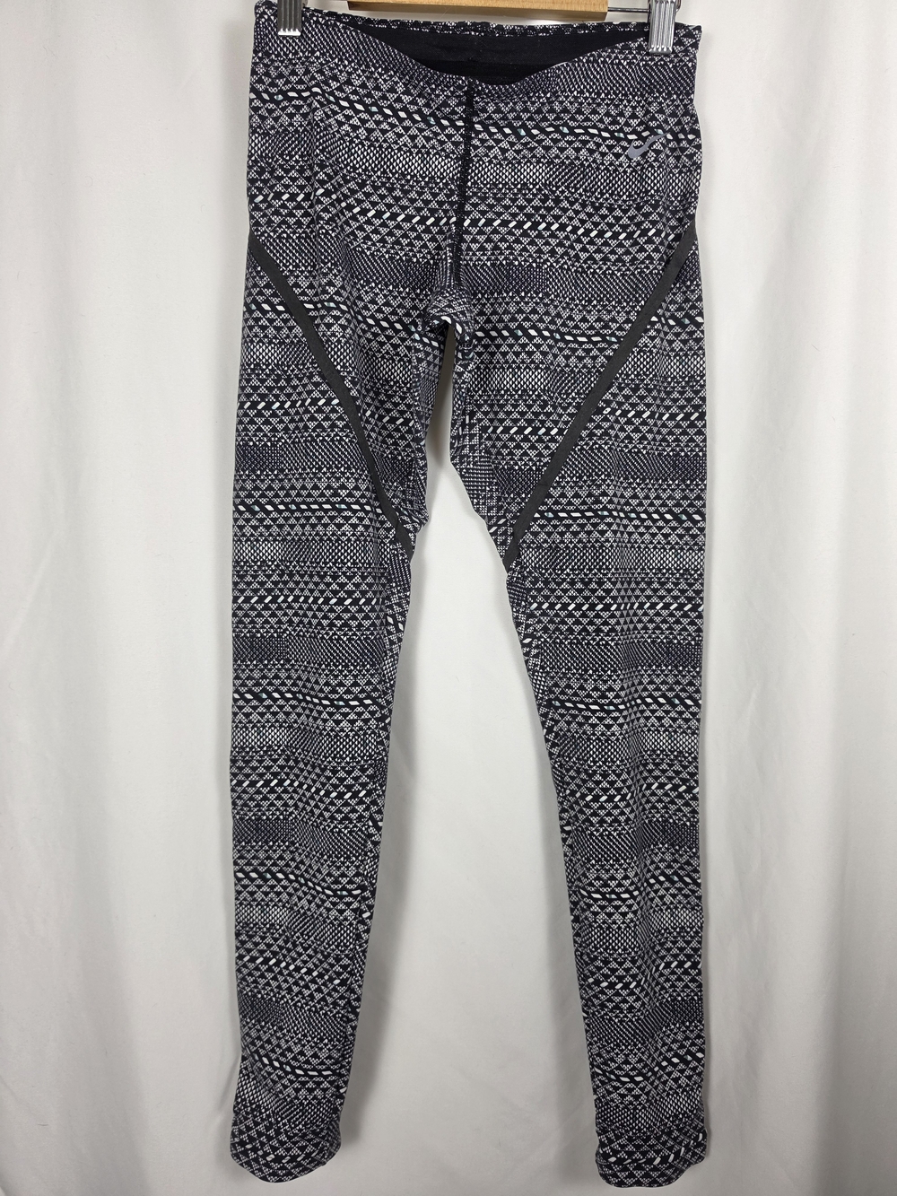 Nike Dri-FIT Epic Lux Running Tights Geometric Black White Reflective Ankle Zip